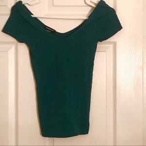BEBE emerald green top